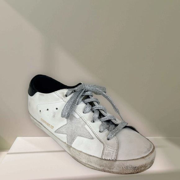 Golden Goose White and Silver Sneakers - Picture 1 of 4